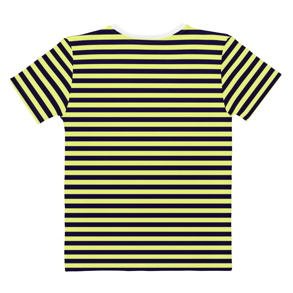 Navy yellow Stripes - Sustainably Made Women's Short Sleeve Tee