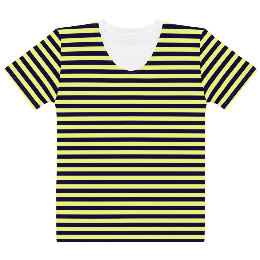 Navy yellow Stripes - Sustainably Made Women's Short Sleeve Tee