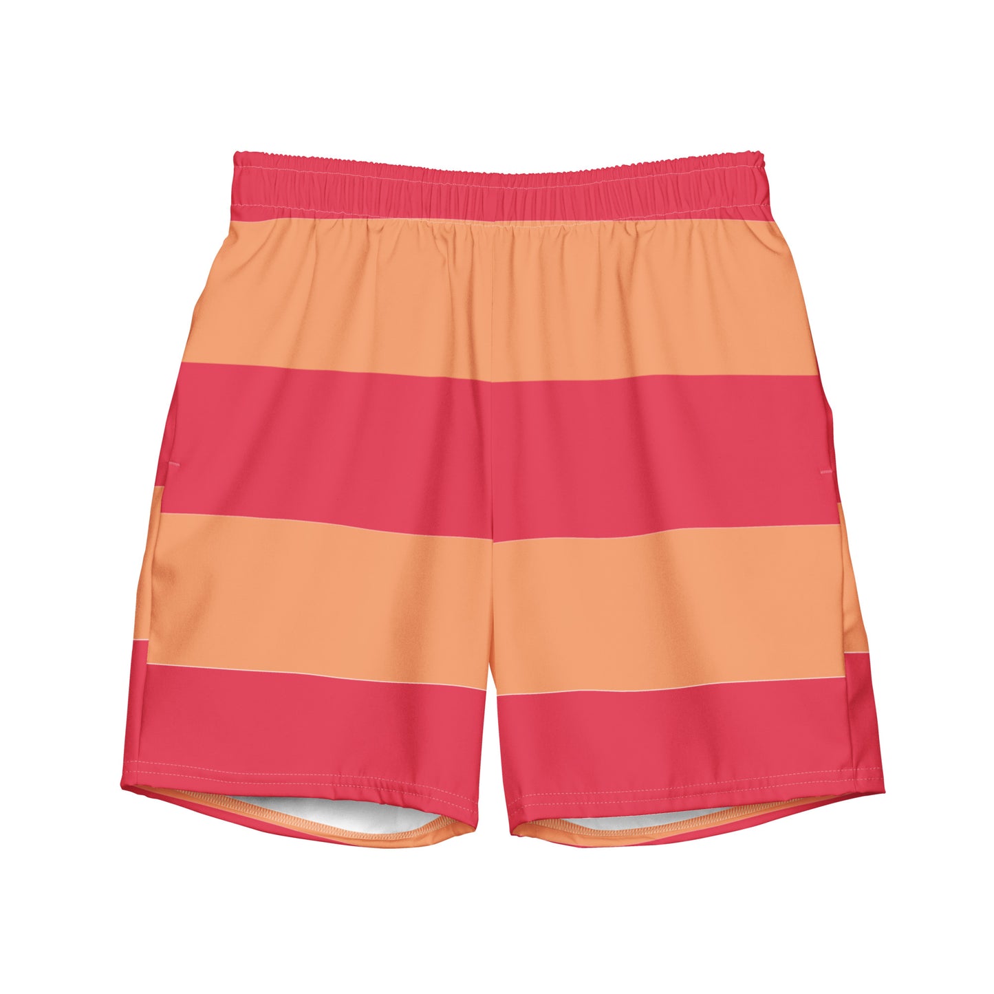 Red Orange Stripes - Sustainably Made Men's swim trunks