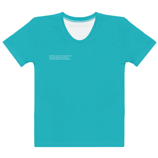 Cyan Climate Change Global Warming Statement - Sustainably Made Women's Short Sleeve Tee