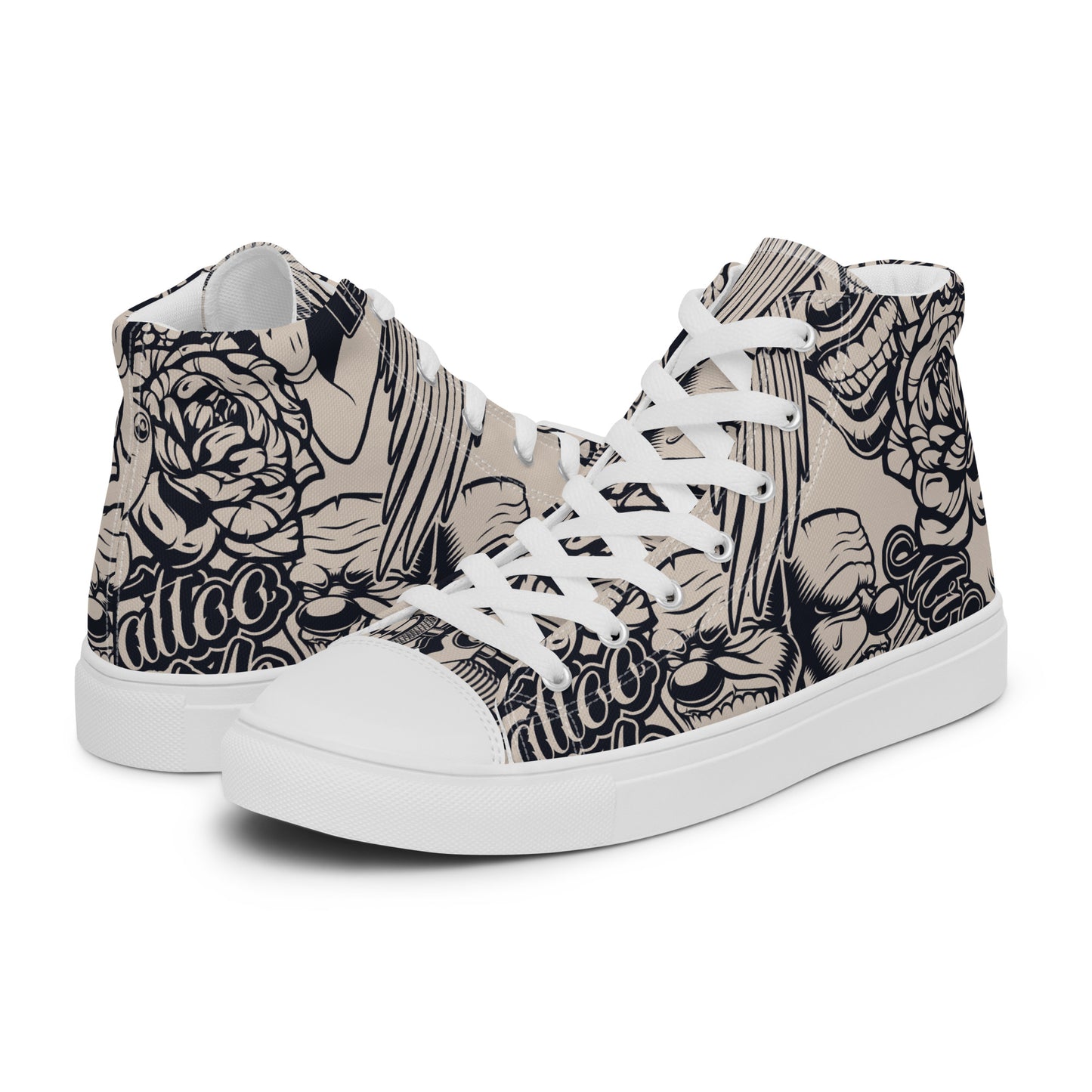 tattoo Style - Sustainably Made Men's High Top Canvas Shoes