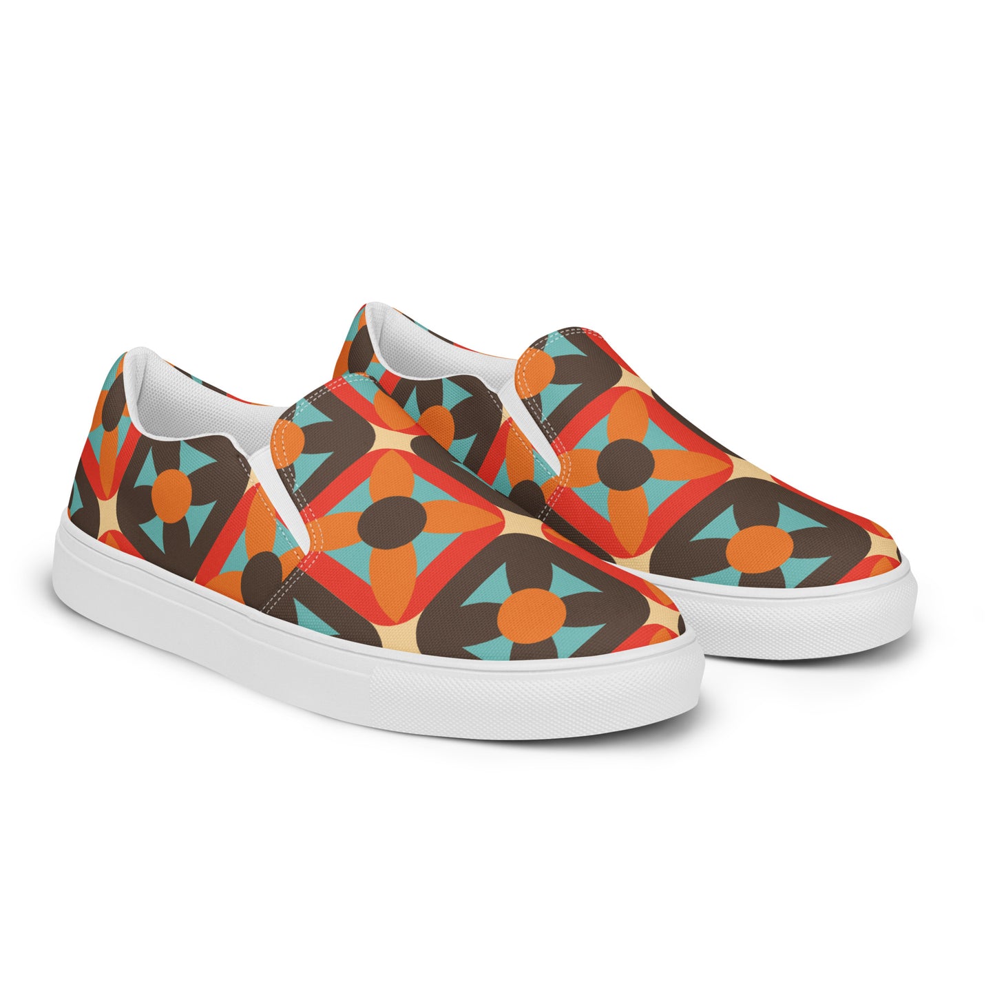 Retro Block - Sustainably Made Women’s slip-on canvas shoes